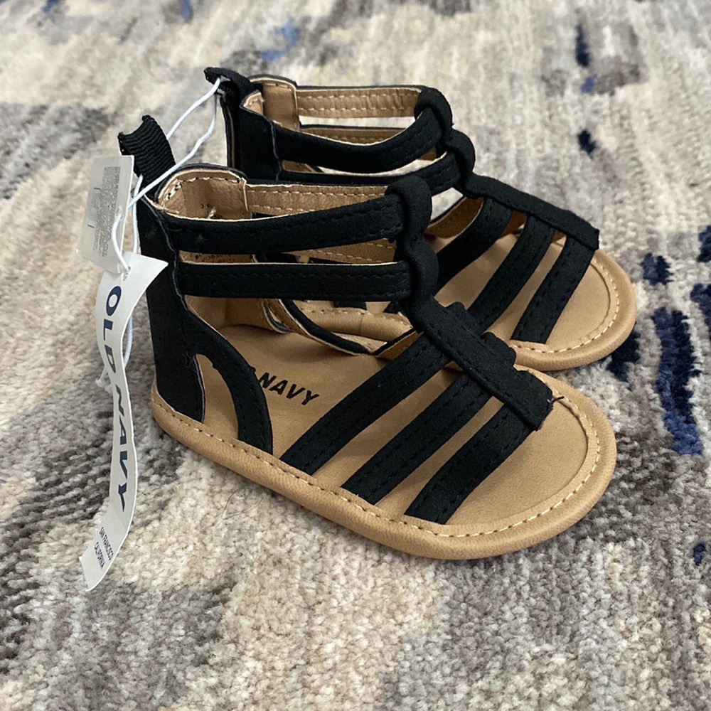 Old Navy Black Sandals Toddler Girl Size 3 NWT